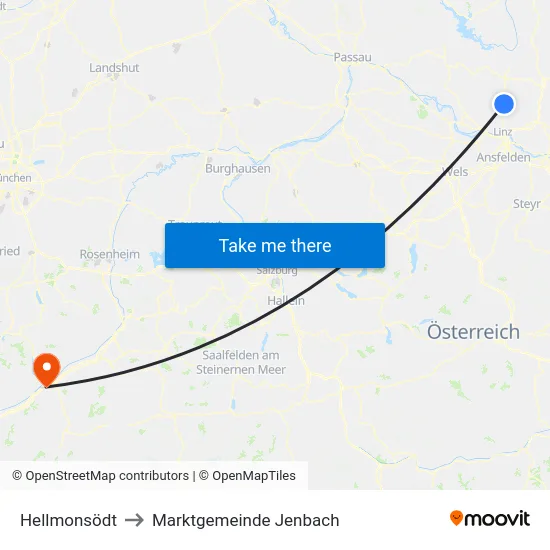 Hellmonsödt to Marktgemeinde Jenbach map