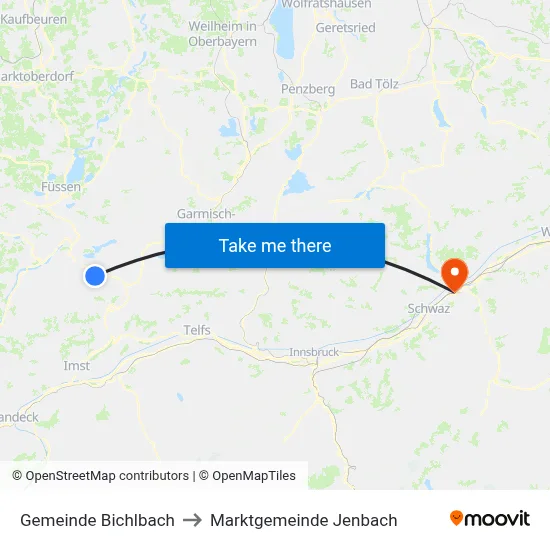 Gemeinde Bichlbach to Marktgemeinde Jenbach map