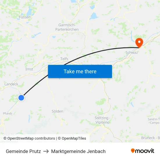 Gemeinde Prutz to Marktgemeinde Jenbach map