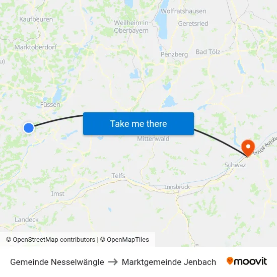 Gemeinde Nesselwängle to Marktgemeinde Jenbach map