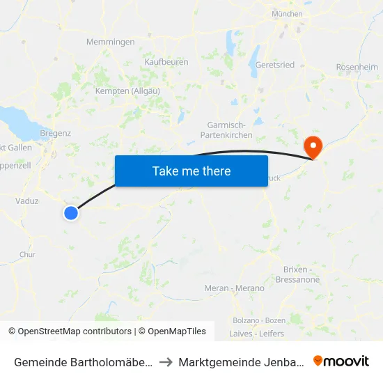 Gemeinde Bartholomäberg to Marktgemeinde Jenbach map