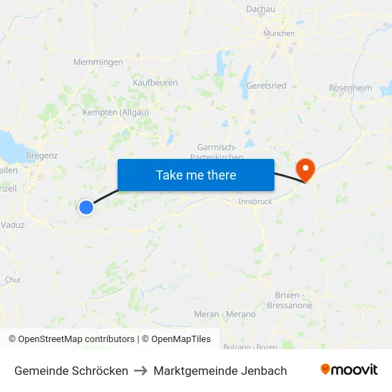 Gemeinde Schröcken to Marktgemeinde Jenbach map