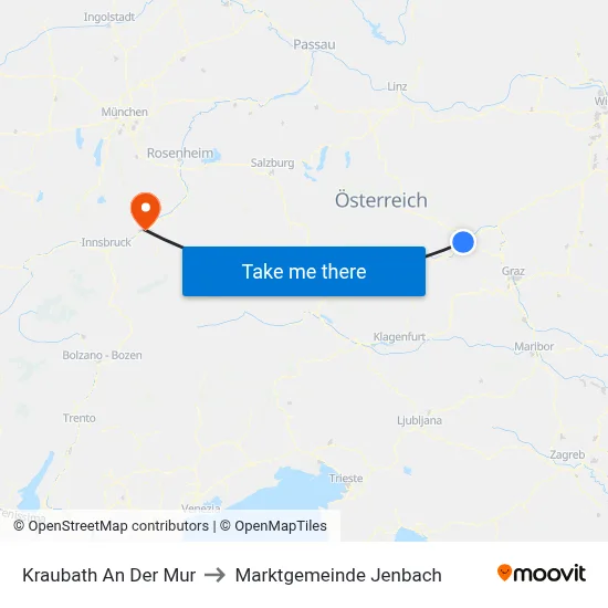 Kraubath An Der Mur to Marktgemeinde Jenbach map