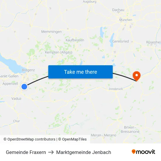 Gemeinde Fraxern to Marktgemeinde Jenbach map
