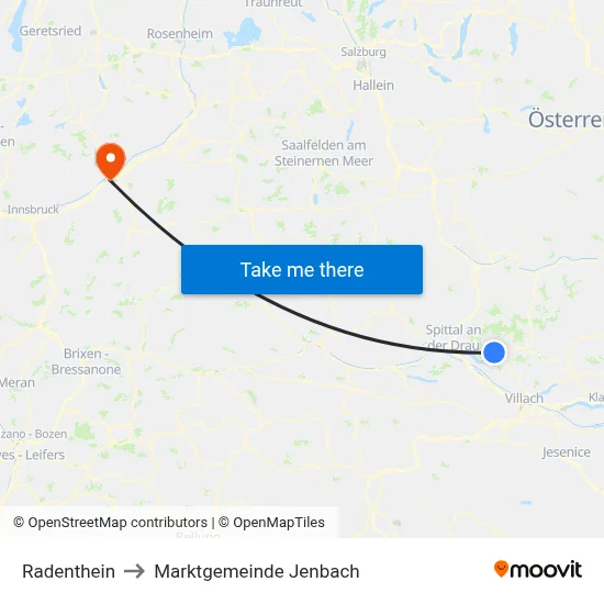 Radenthein to Marktgemeinde Jenbach map