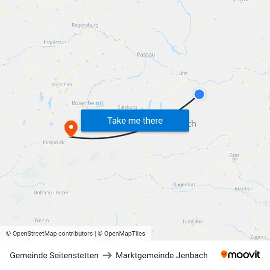 Gemeinde Seitenstetten to Marktgemeinde Jenbach map