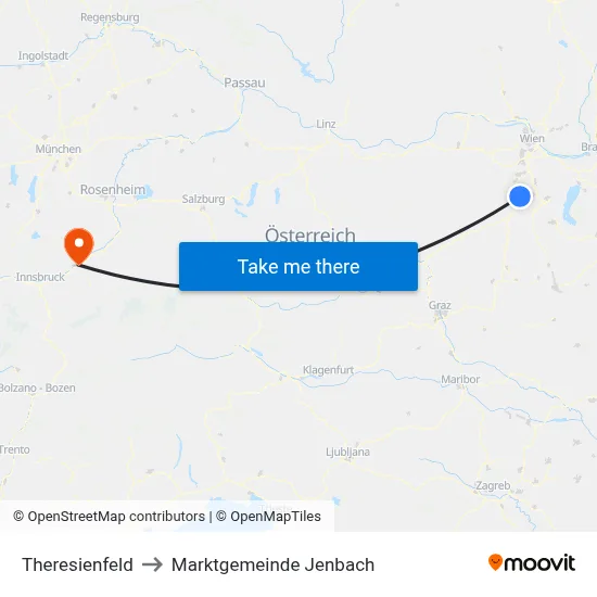Theresienfeld to Marktgemeinde Jenbach map