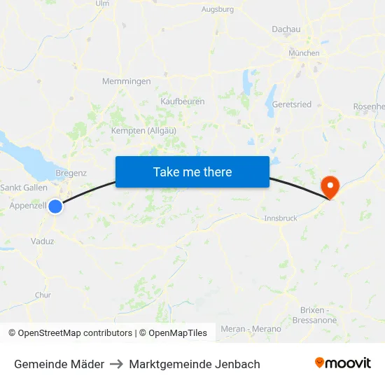 Gemeinde Mäder to Marktgemeinde Jenbach map