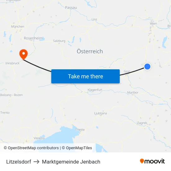 Litzelsdorf to Marktgemeinde Jenbach map