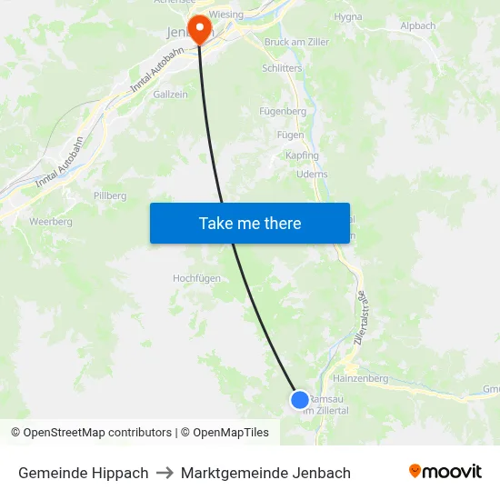 Gemeinde Hippach to Marktgemeinde Jenbach map
