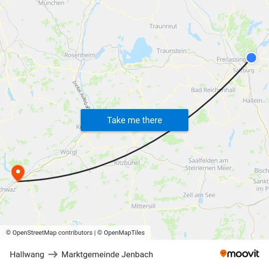 Hallwang to Marktgemeinde Jenbach map