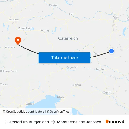 Ollersdorf Im Burgenland to Marktgemeinde Jenbach map