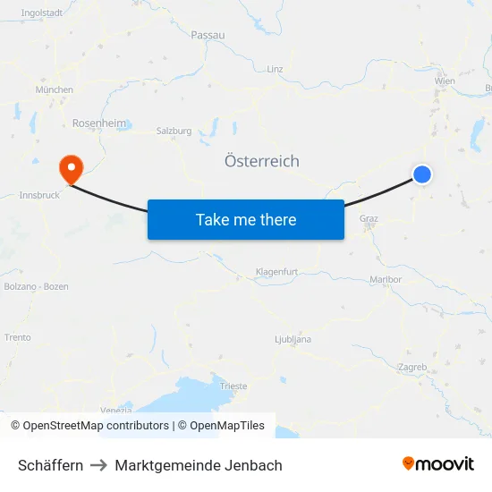 Schäffern to Marktgemeinde Jenbach map