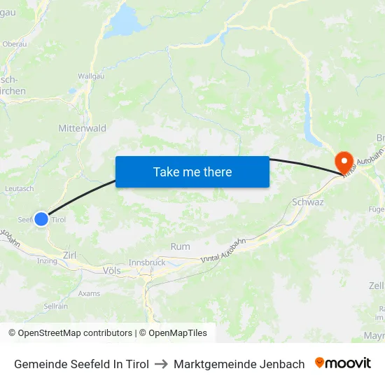 Gemeinde Seefeld In Tirol to Marktgemeinde Jenbach map