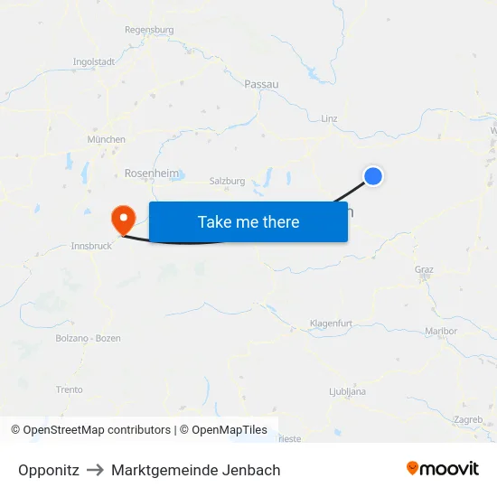 Opponitz to Marktgemeinde Jenbach map