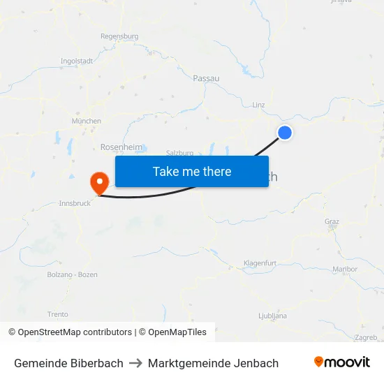 Gemeinde Biberbach to Marktgemeinde Jenbach map