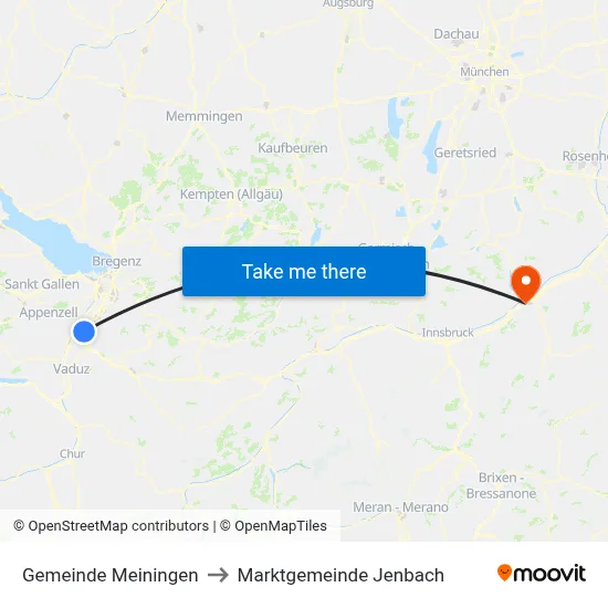 Gemeinde Meiningen to Marktgemeinde Jenbach map