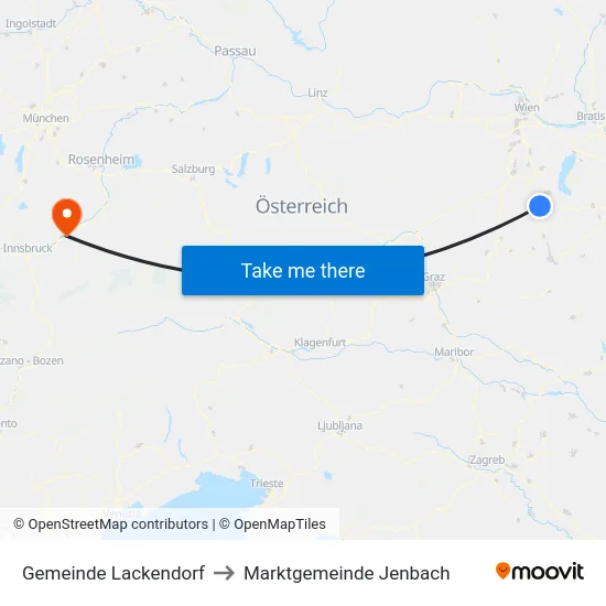 Gemeinde Lackendorf to Marktgemeinde Jenbach map