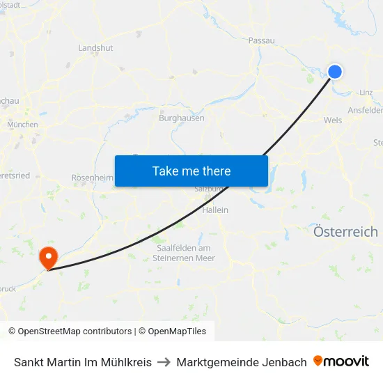Sankt Martin Im Mühlkreis to Marktgemeinde Jenbach map