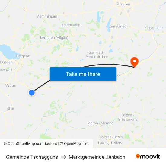 Gemeinde Tschagguns to Marktgemeinde Jenbach map