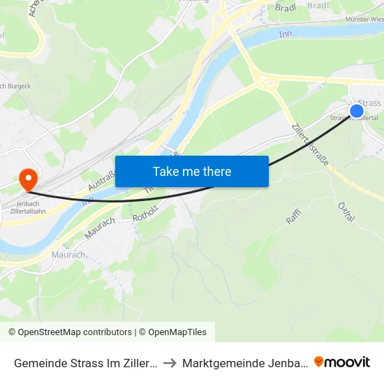 Gemeinde Strass Im Zillertal to Marktgemeinde Jenbach map