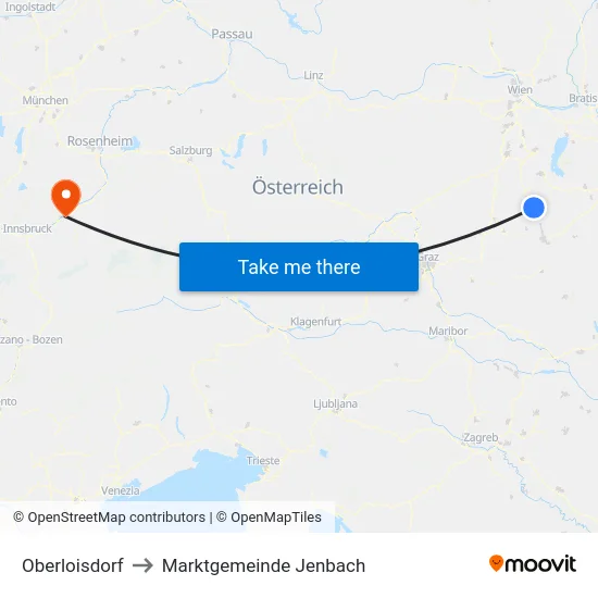 Oberloisdorf to Marktgemeinde Jenbach map