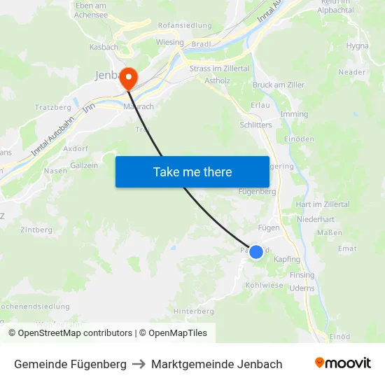 Gemeinde Fügenberg to Marktgemeinde Jenbach map