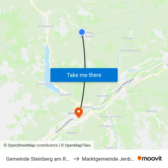 Gemeinde Steinberg am Rofan to Marktgemeinde Jenbach map