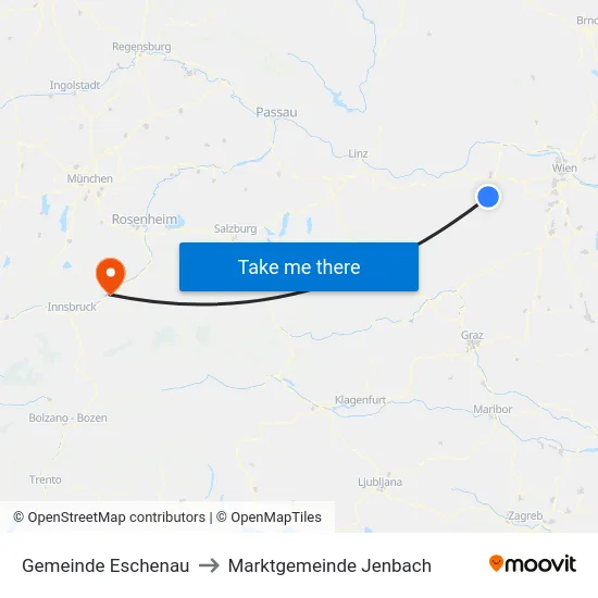 Gemeinde Eschenau to Marktgemeinde Jenbach map