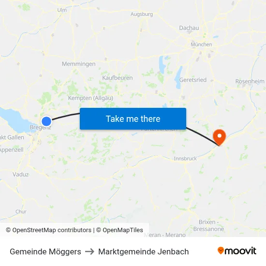 Gemeinde Möggers to Marktgemeinde Jenbach map