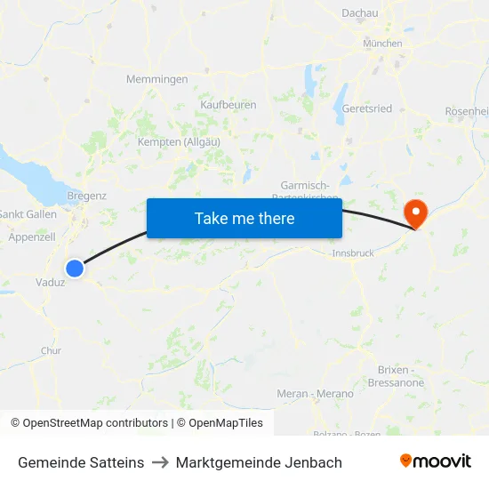 Gemeinde Satteins to Marktgemeinde Jenbach map