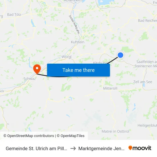 Gemeinde St. Ulrich am Pillersee to Marktgemeinde Jenbach map