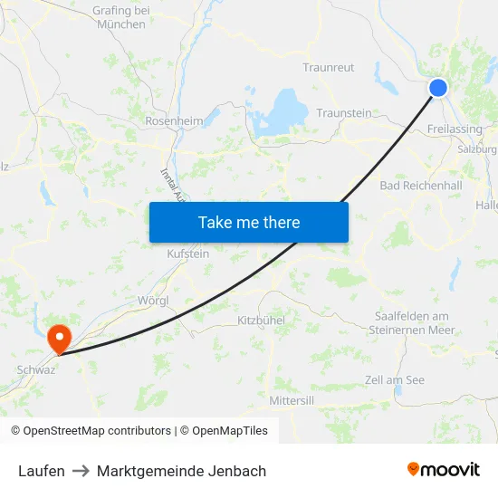 Laufen to Marktgemeinde Jenbach map
