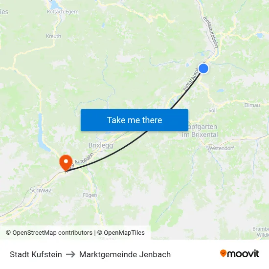 Stadt Kufstein to Marktgemeinde Jenbach map