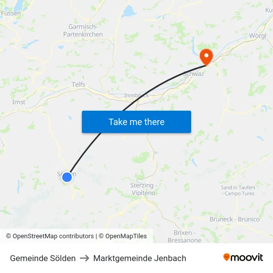 Gemeinde Sölden to Marktgemeinde Jenbach map