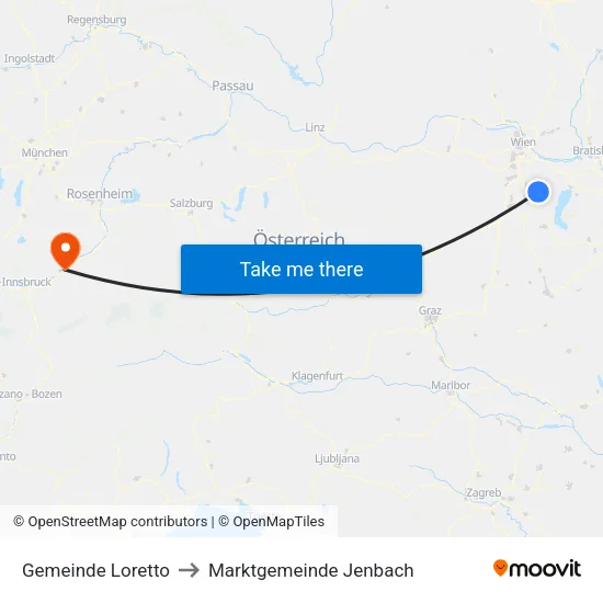 Gemeinde Loretto to Marktgemeinde Jenbach map
