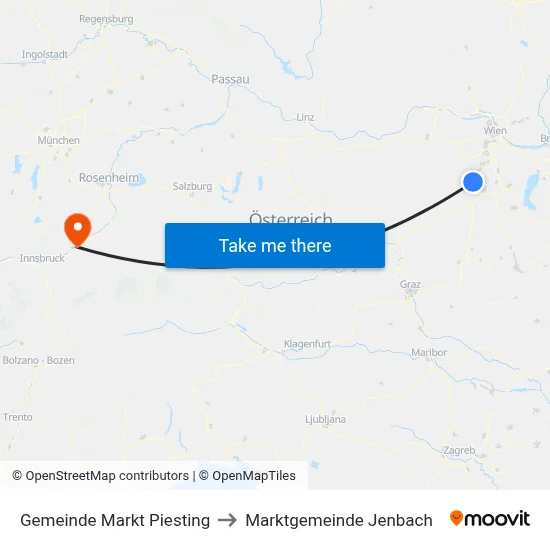 Gemeinde Markt Piesting to Marktgemeinde Jenbach map