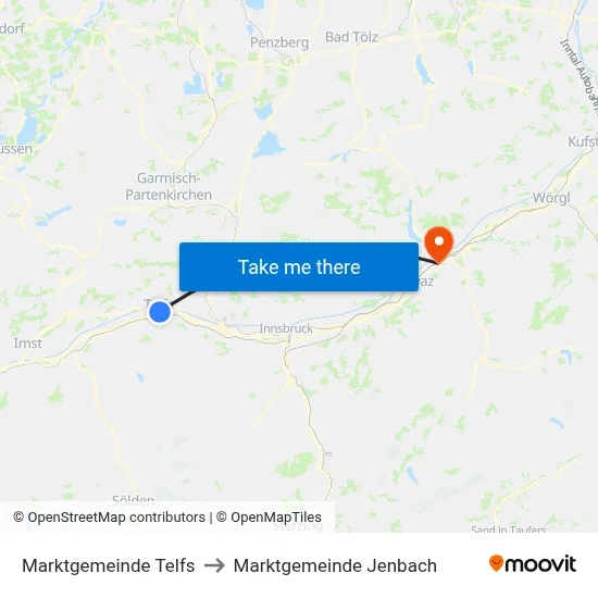 Marktgemeinde Telfs to Marktgemeinde Jenbach map