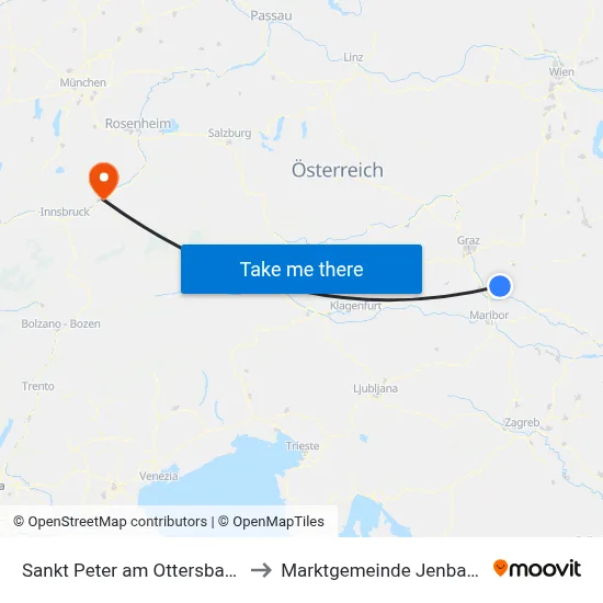 Sankt Peter am Ottersbach to Marktgemeinde Jenbach map