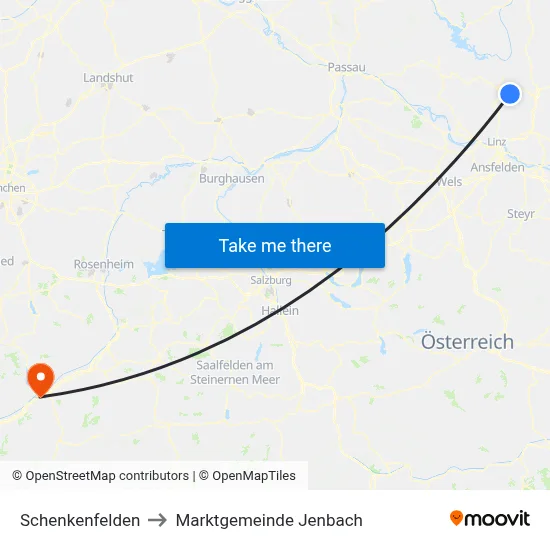 Schenkenfelden to Marktgemeinde Jenbach map