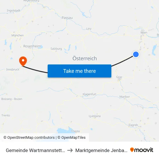 Gemeinde Wartmannstetten to Marktgemeinde Jenbach map