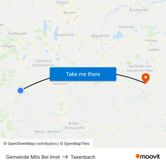 Gemeinde Mils Bei Imst to Taxenbach map