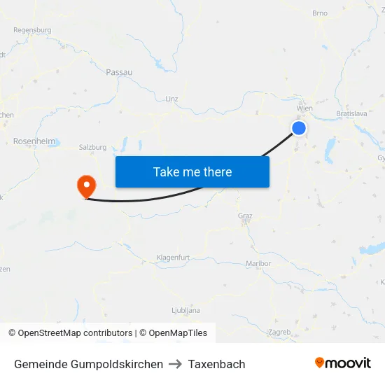 Gemeinde Gumpoldskirchen to Taxenbach map