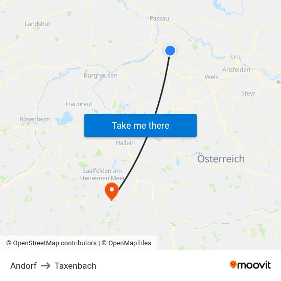Andorf to Taxenbach map