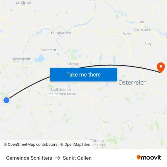 Gemeinde Schlitters to Sankt Gallen map
