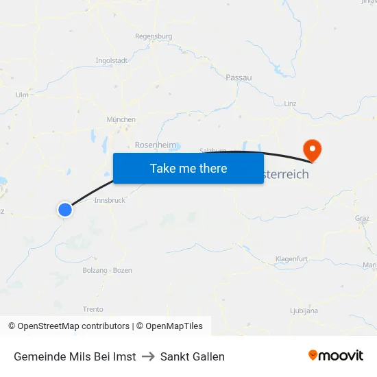 Gemeinde Mils Bei Imst to Sankt Gallen map