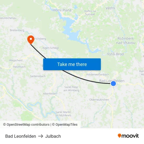 Bad Leonfelden to Julbach map
