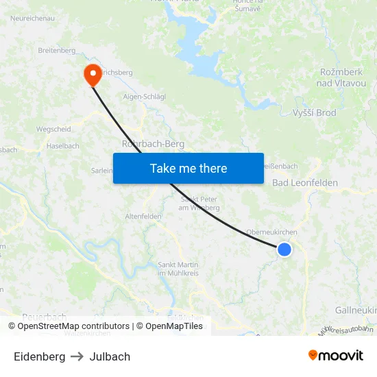 Eidenberg to Julbach map