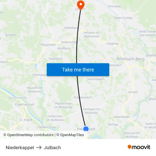 Niederkappel to Julbach map