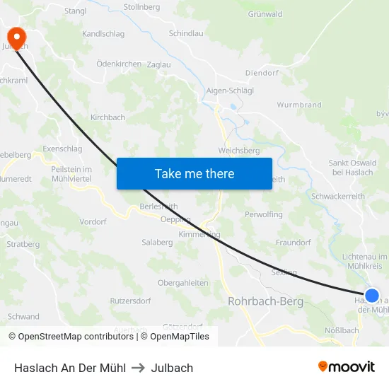Haslach An Der Mühl to Julbach map